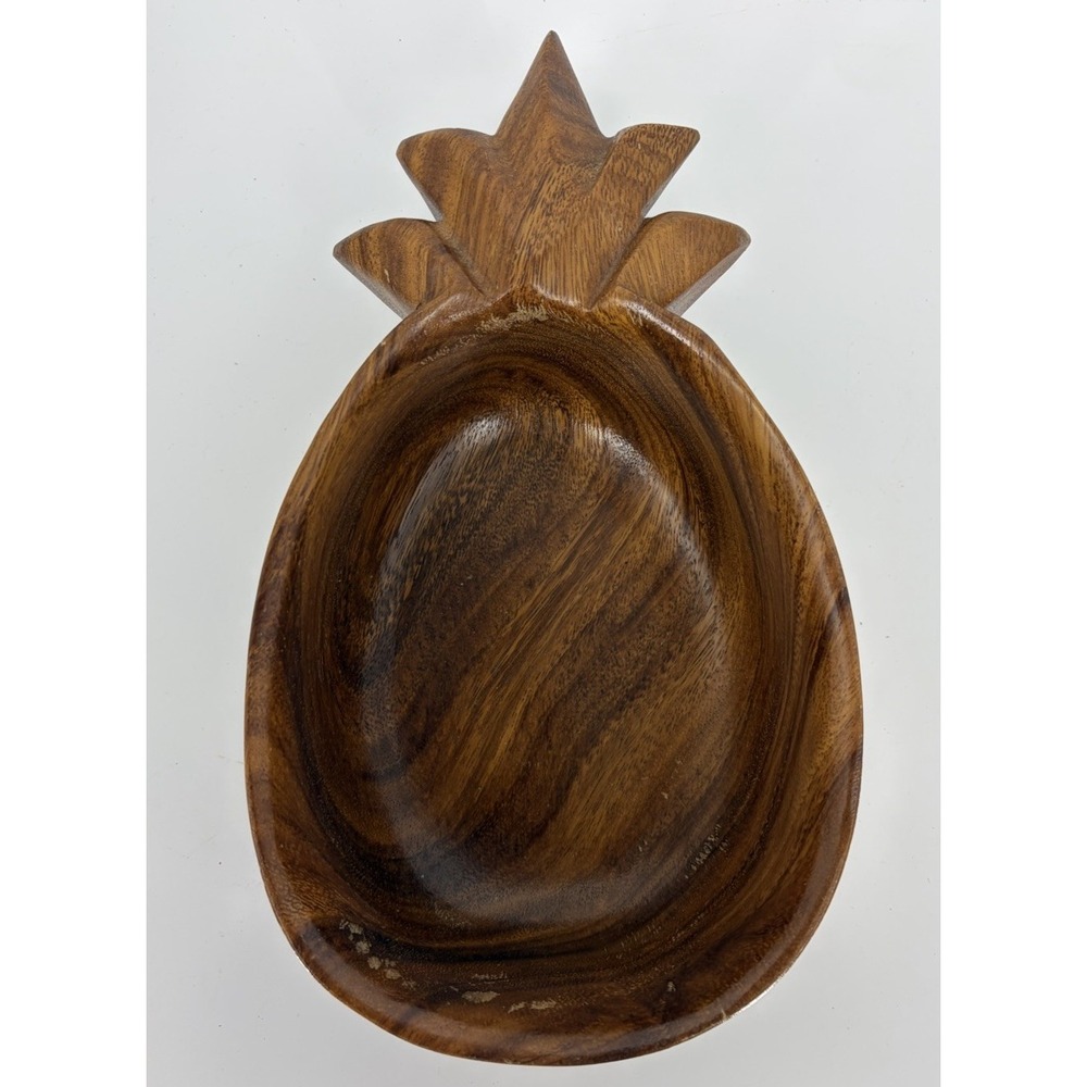 Vintage Monkey Pod Wood Pineapple Bowl Made In Hawaii Harry's Cabinet And Curio